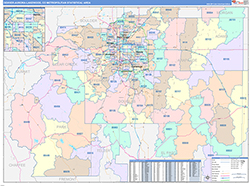 Denver-Aurora-Lakewood Metro Area Wall Map Color Cast Style 2026